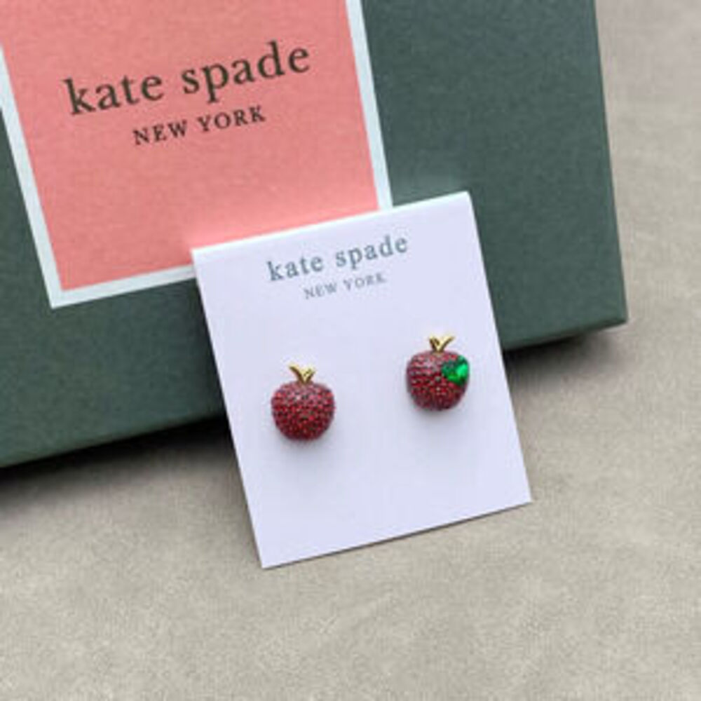 kate spade Full Diamond Red Apple Stud Earrings